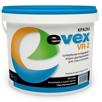 Краска Эвекс ВР-2 (Evex VR-2) интерьерная для стен и потолков 3кг